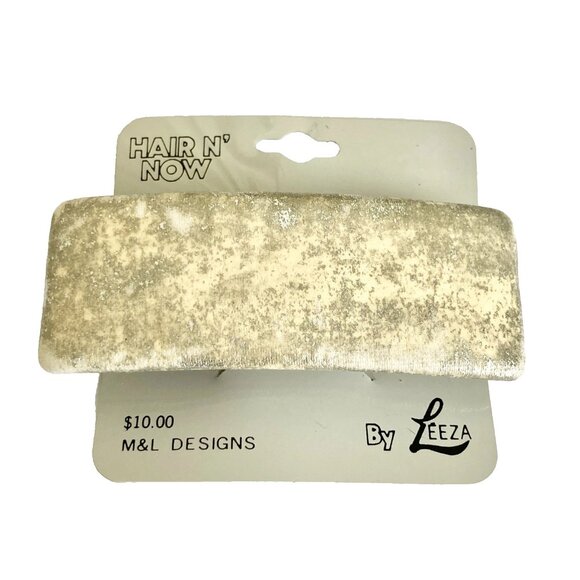 Vintage Gold Metallic Fabric Patina French Barrette 80s 90s Leeza Long Hair 3" - Picture 4 of 10